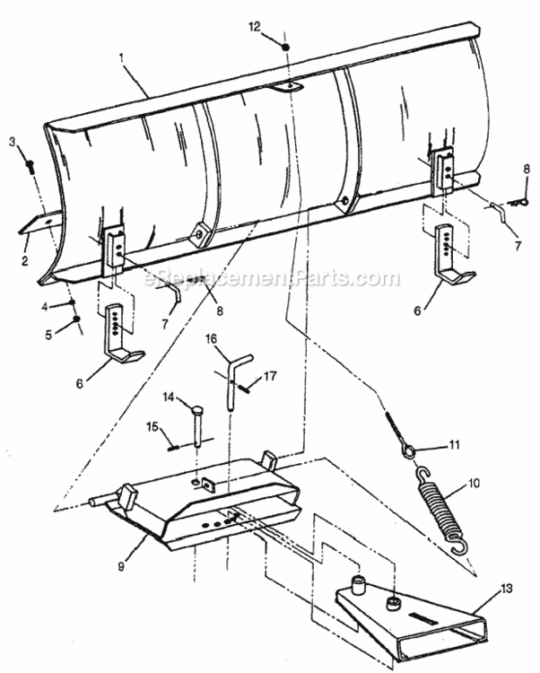 Dozer Blade Diagram and Parts List for DB5054-DB752A Type A Honda Lawn Tractor