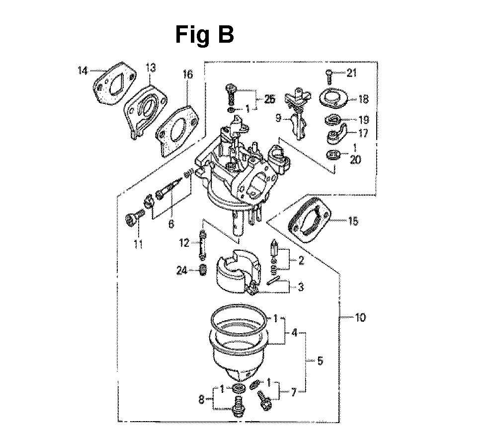 Fig-9 Diagram and Parts List for GXV140 Type A2 Honda Engine