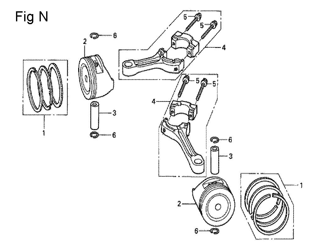 Fig-14 Diagram and Parts List for GCV530 Type DXA Honda Engine