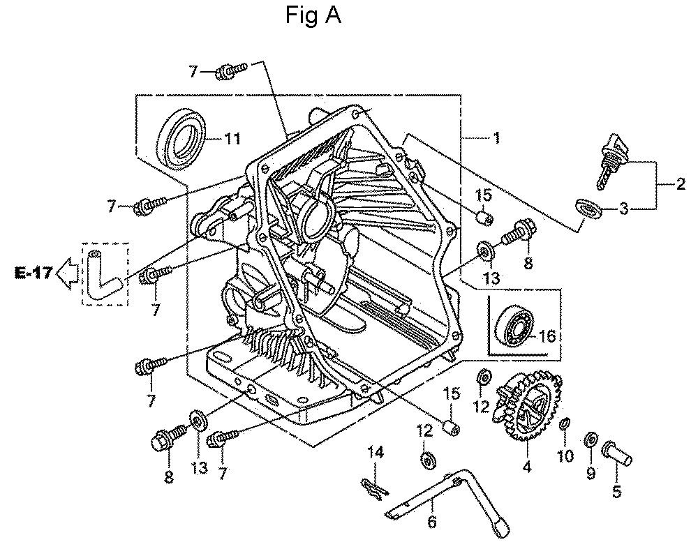 Fig-1 Diagram and Parts List for GC190LA Type QHAF Honda Engine