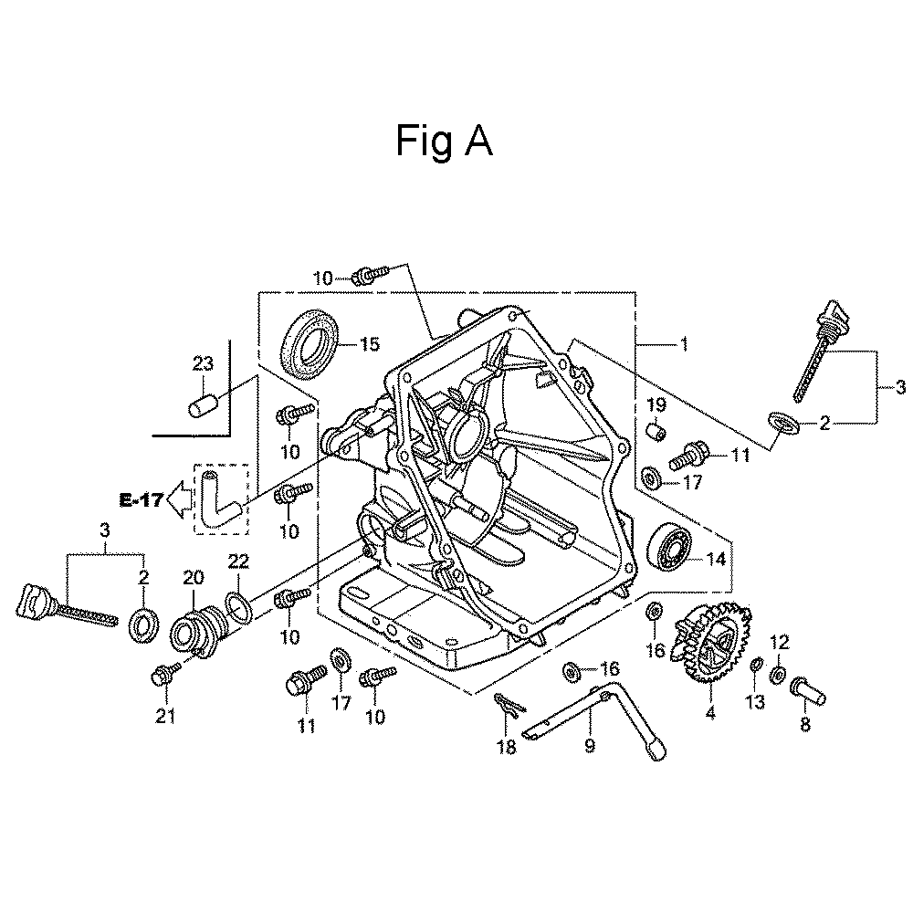 Fig-1 Diagram and Parts List for GC135 Type QHA1 Honda Engine