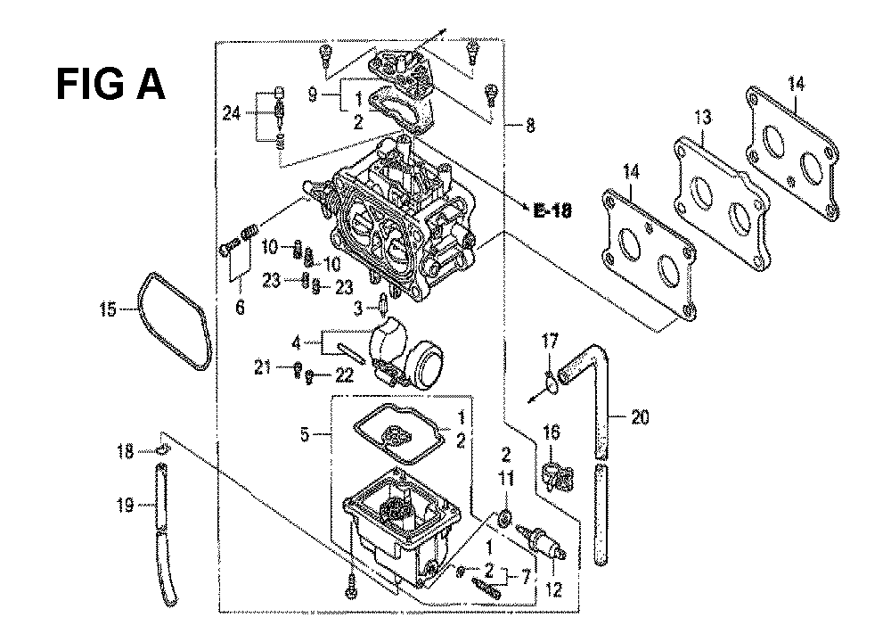 Fig-12 Diagram and Parts List for GXV530 Type DXA1A Honda Engine