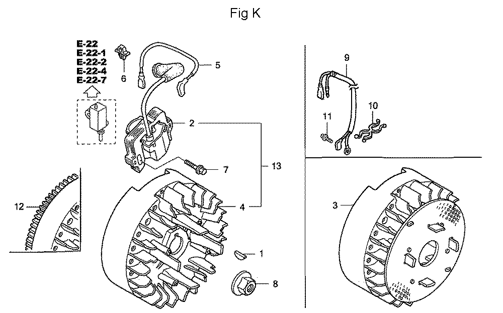 Fig-11 Diagram and Parts List for GC160A Type QEAF Honda Engine