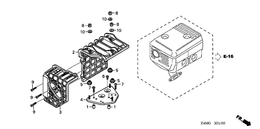 Muffler Cover Diagram and Parts List for GX160UT2 (Type  SHCC/A)(GCBPT-1000001 - 9999999) Honda Engine
