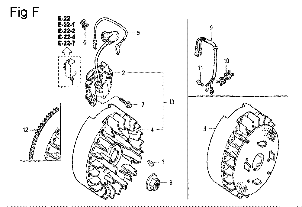 Fig-6 Diagram and Parts List for GC135 Type SHJ1 Honda Engine