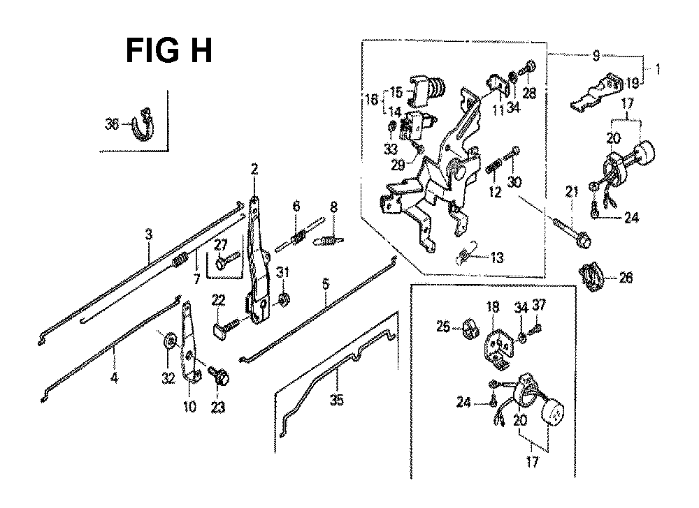 Fig-6 Diagram and Parts List for GXV340K1 Type DN3 Honda Engine