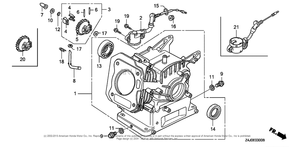Cylinder Barrel Diagram and Parts List for GX160U1 (typeWKD6)(GCACK-1000001) Honda Engine