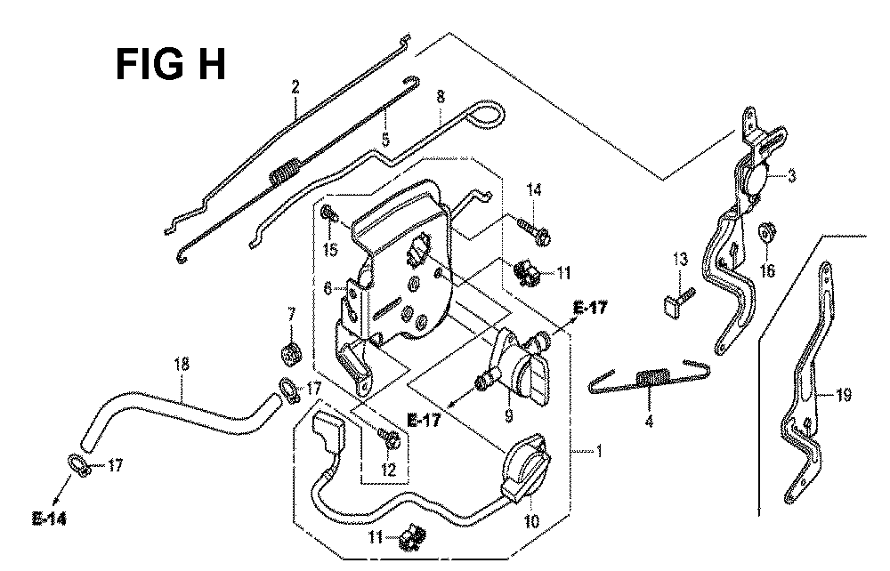 Fig-8 Diagram and Parts List for GCV190LA Type N5RB Honda Engine