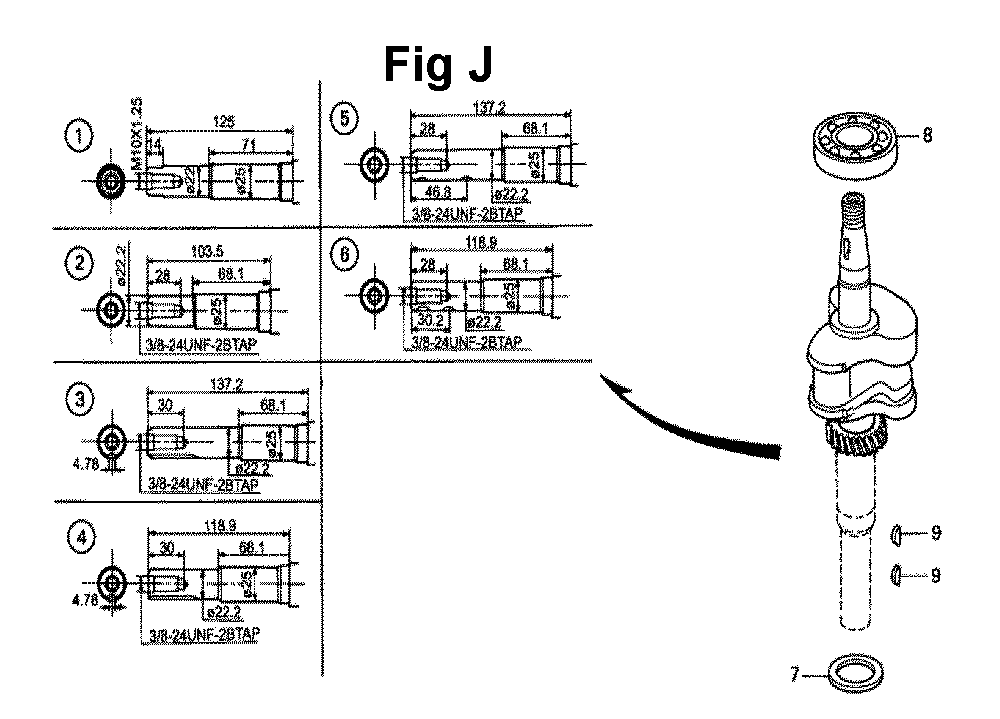 Fig-6 Diagram and Parts List for GXV140 Type N1S Honda Engine