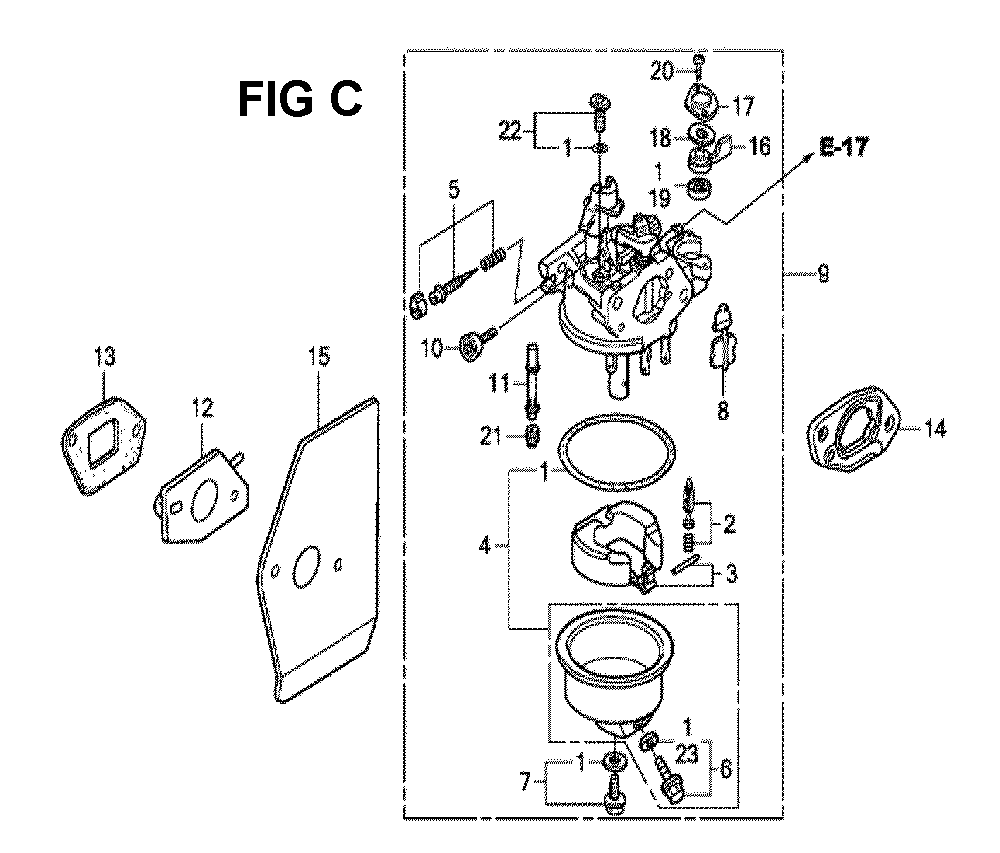 Fig-9 Diagram and Parts List for GXV160H2 Type N6S Honda Engine