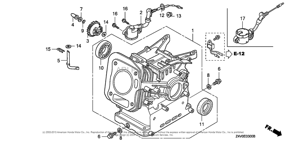 Cylinder Barrel Diagram and Parts List for GX200UT2 (typePXU)(GCBTT-1000001) Honda Engine