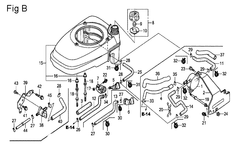 Fig-2 Diagram and Parts List for GCV135 Type A2R Honda Engine
