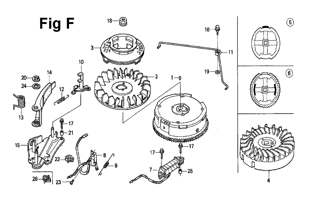 Fig-5 Diagram and Parts List for GXV120 Type N2TA Honda Engine