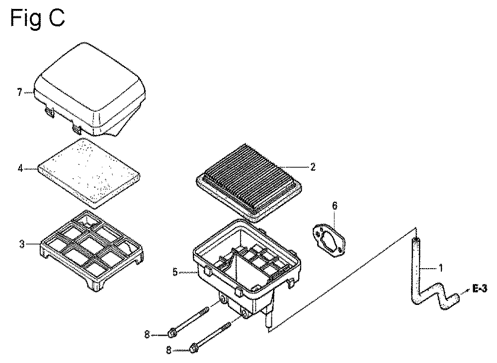 Fig-3 Diagram and Parts List for GS190A Type QBU Honda Engine