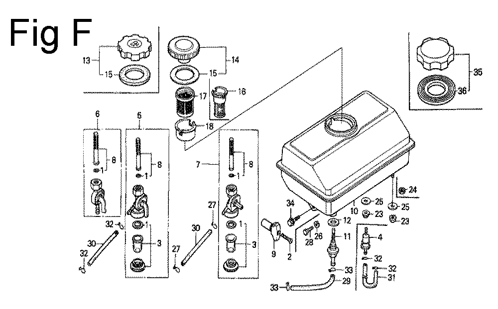 Fig-6 Diagram and Parts List for G100 Type Q Honda Engine