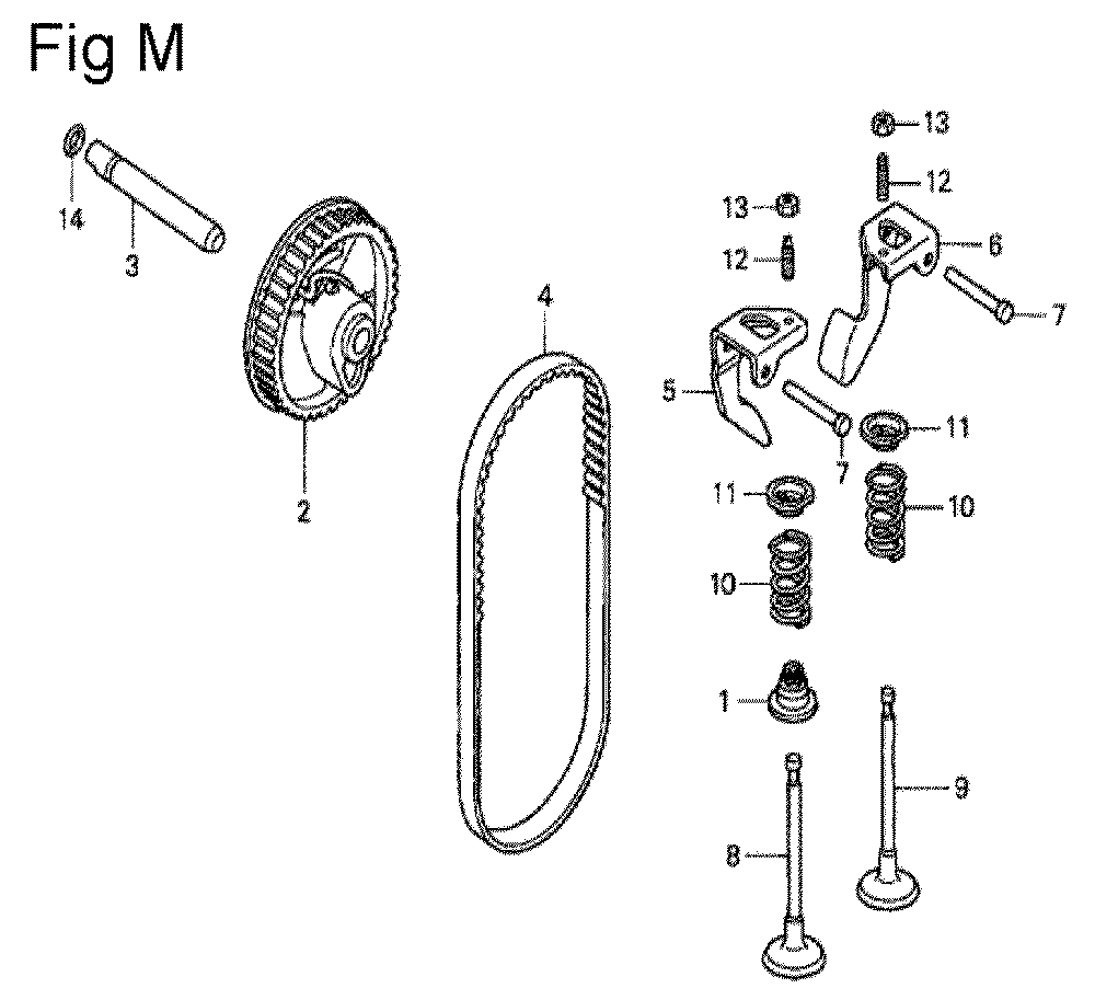 Fig-13 Diagram and Parts List for GS190A Type QBE5 Honda Engine
