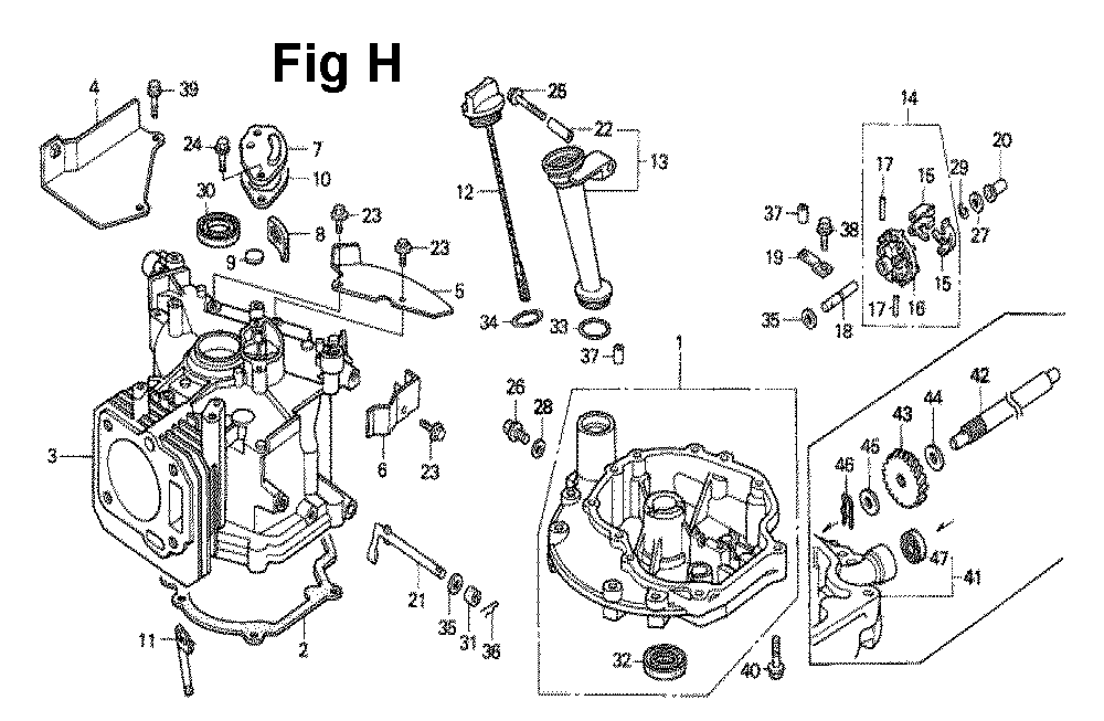 Fig-4 Diagram and Parts List for GXV140 Type A2C Honda Engine