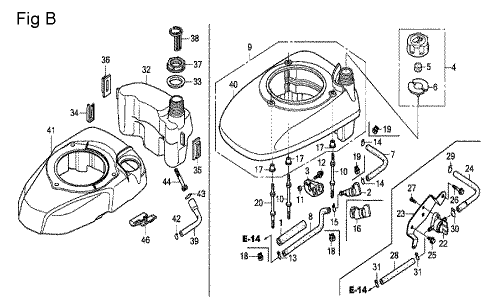 Fig-2 Diagram and Parts List for GCV190A Type A1AE Honda Engine