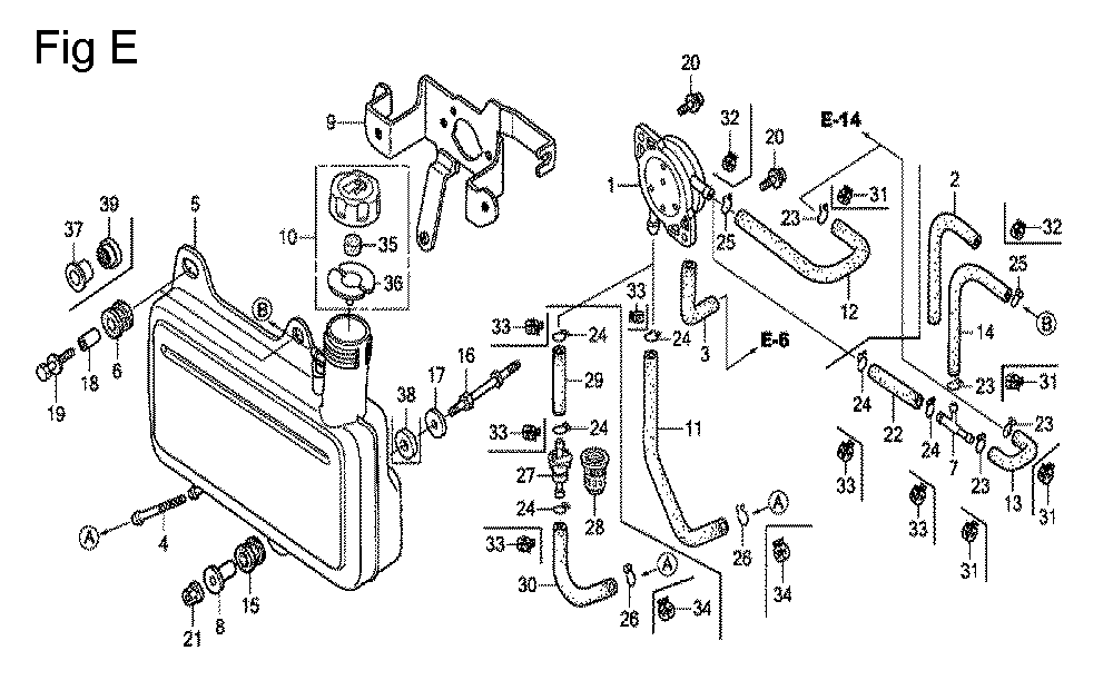 Fig-5 Diagram and Parts List for GC160 Type VHU Honda Engine