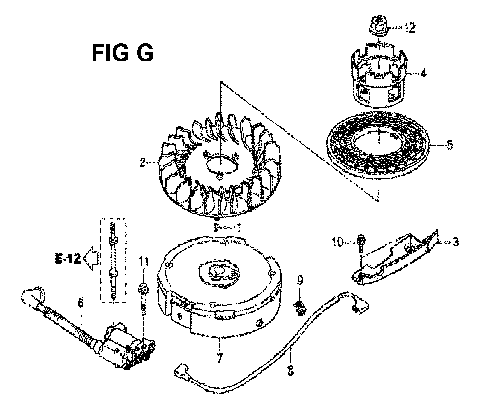 Fig-7 Diagram and Parts List for GCV190LA Type SBH Honda Engine