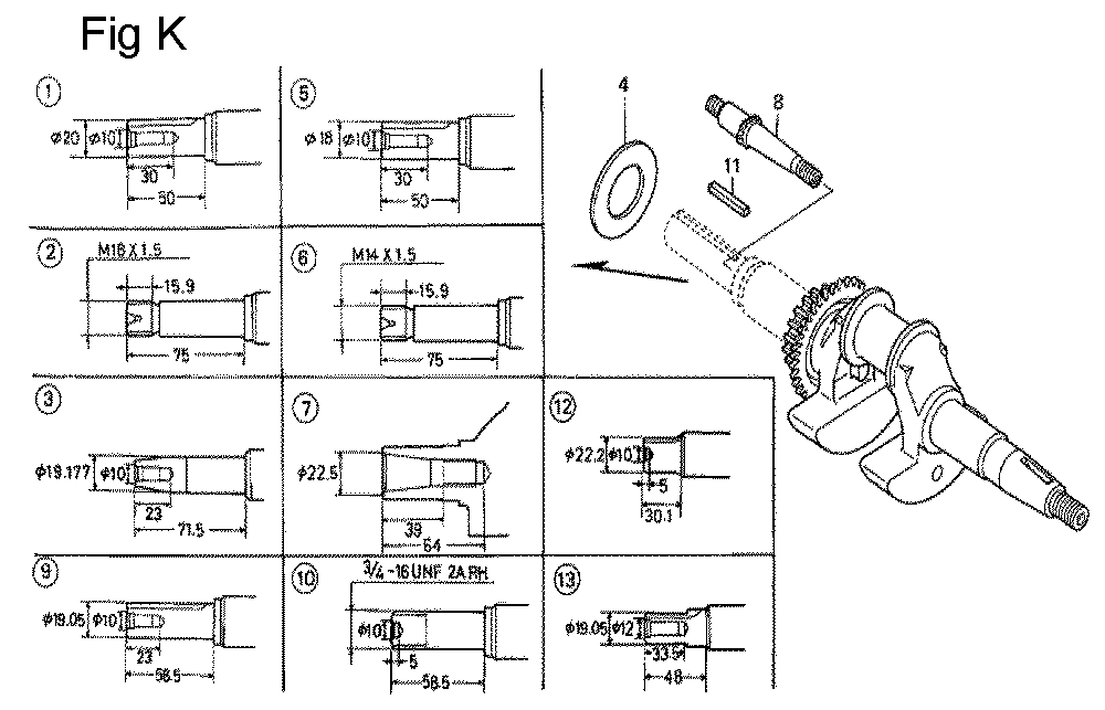 Fig-11 Diagram and Parts List for GC135 Type QHE2 Honda Engine