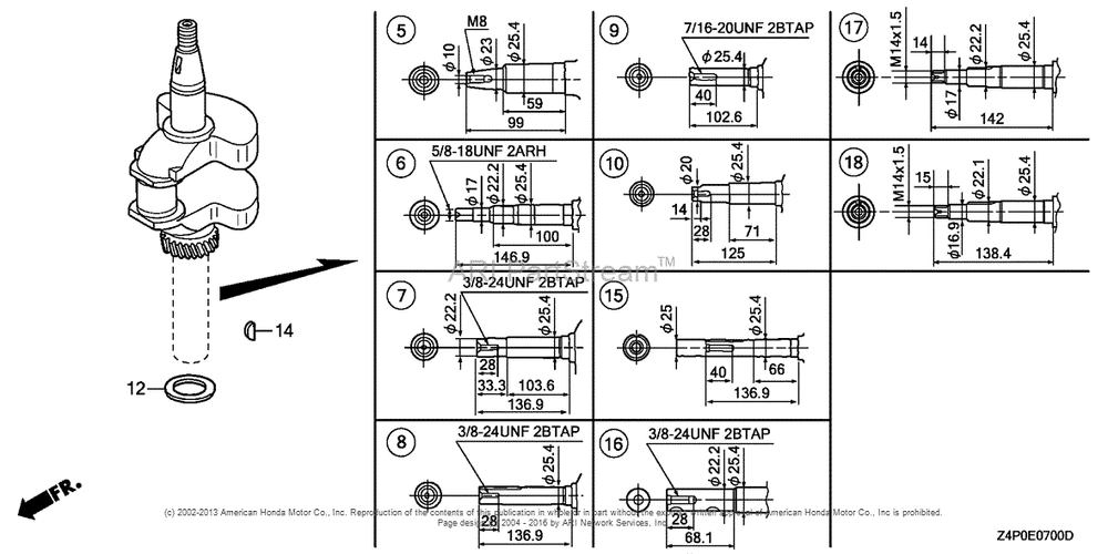 Crankshaft + Piston Diagram and Parts List for GXV160UH2 (typeN1)(GJABH-1000001) Honda Engine
