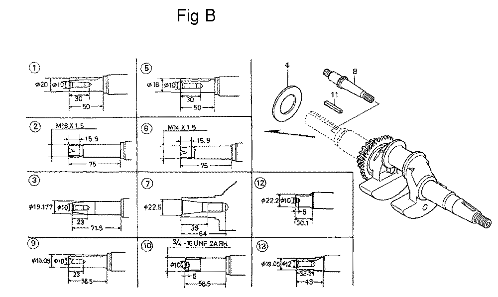 Fig-2 Diagram and Parts List for GC160 Type QHA2 Honda Engine