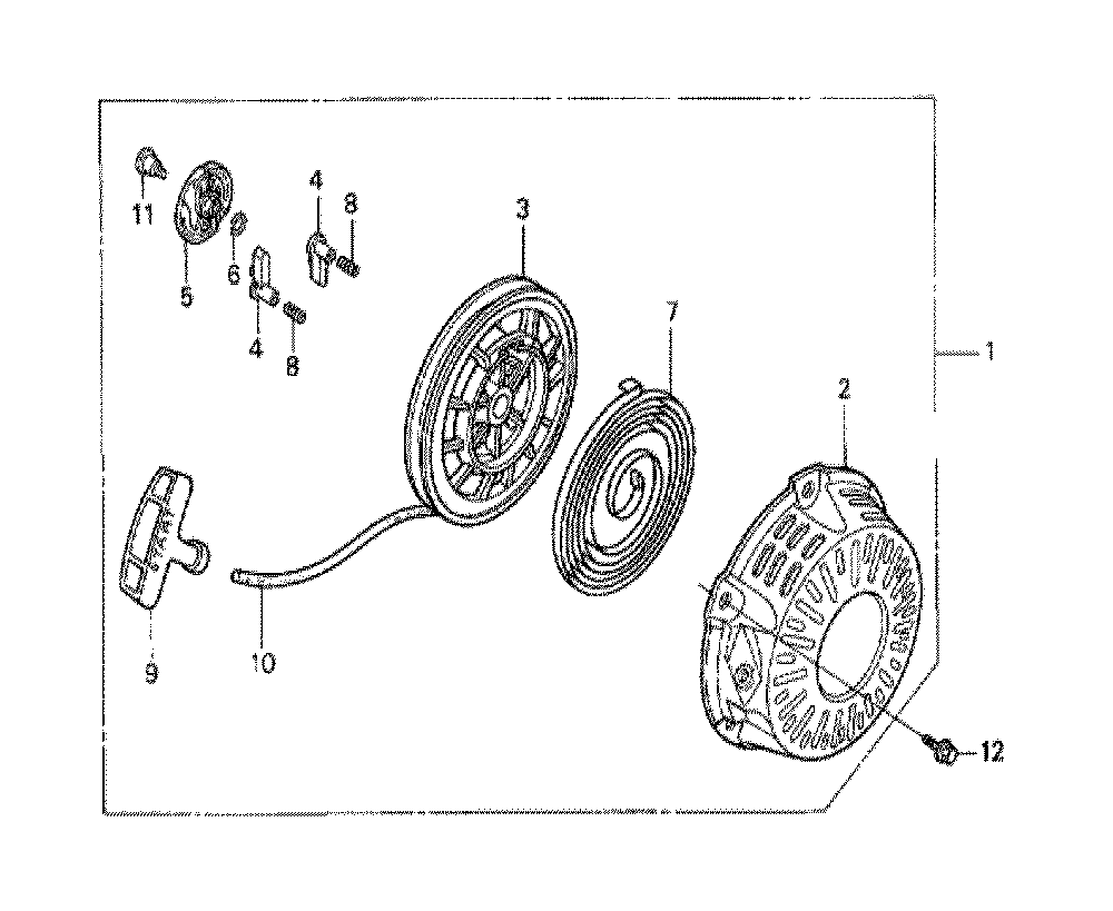 Fig-0 Diagram and Parts List for GX120K1 Type QB26 Honda Engine