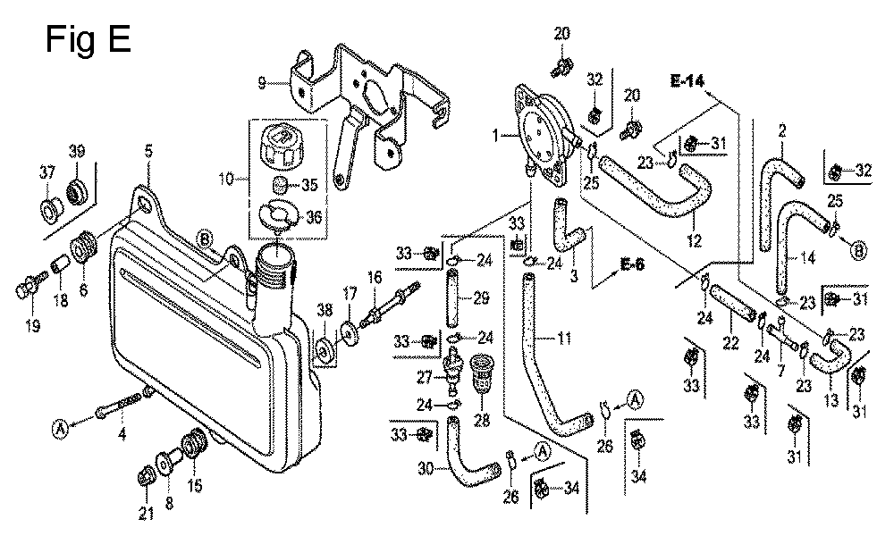 Fig-5 Diagram and Parts List for GC160A Type QHEA Honda Engine