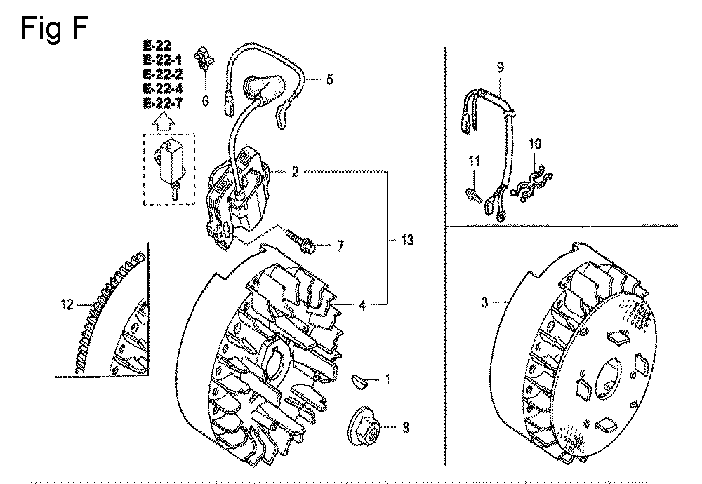Fig-6 Diagram and Parts List for GC135 Type WHJ Honda Engine