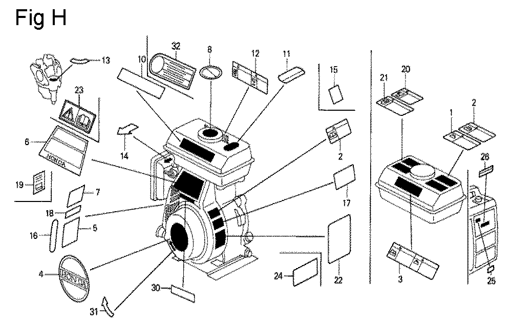 Fig-8 Diagram and Parts List for G100K1 Type ST Honda Engine