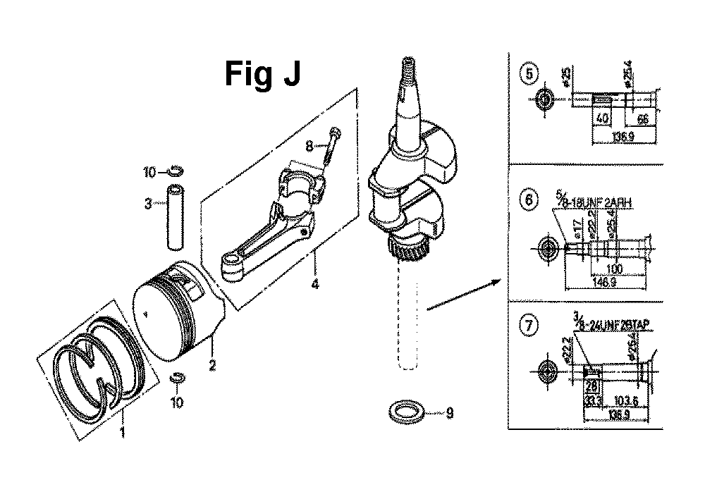 Fig-7 Diagram and Parts List for GXV160UA1 Type A1T Honda Engine