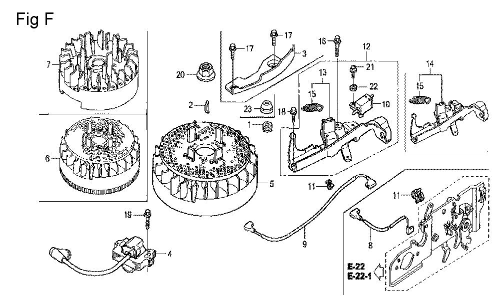 Fig-6 Diagram and Parts List for GCV160LA Type S1M Honda Engine