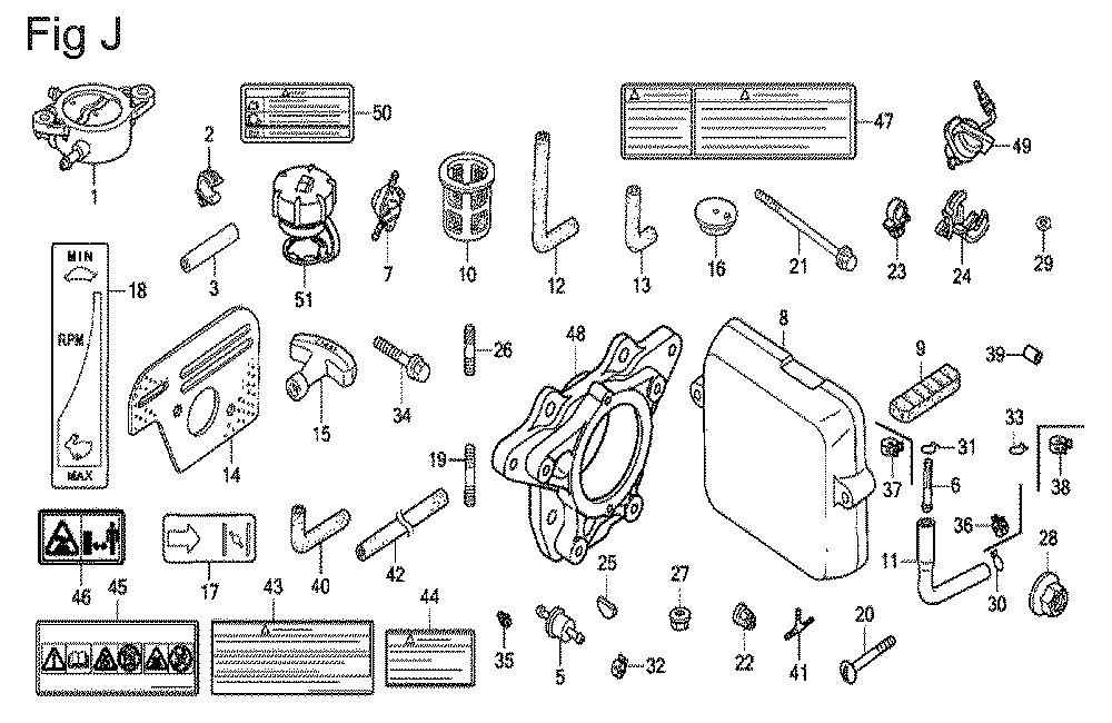 Fig-10 Diagram and Parts List for GX100U Type SE Honda Engine