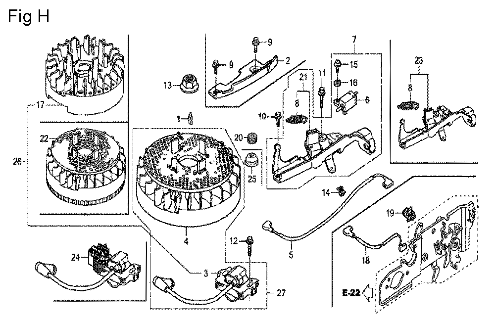 Fig-8 Diagram and Parts List for GCV160LE Type A7H1A Honda Engine