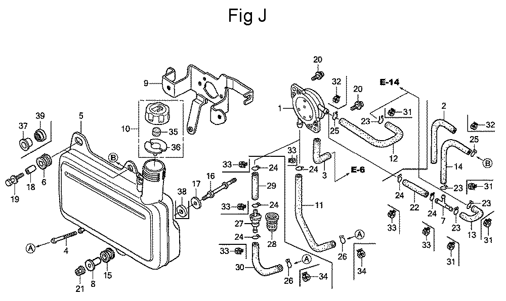 Fig-10 Diagram and Parts List for GC160 Type QHA2 Honda Engine