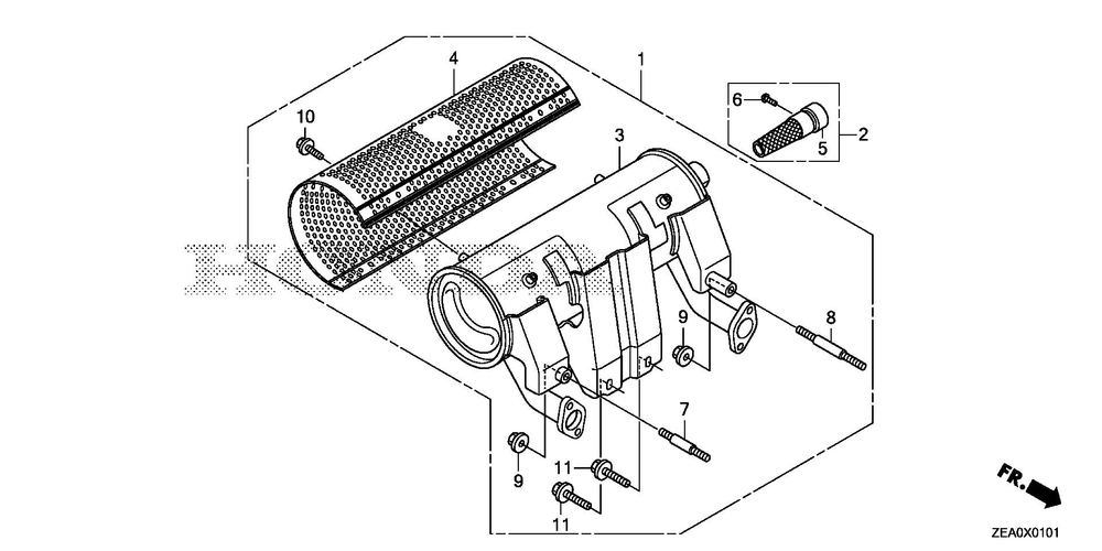 Muffler Kit (High-L.) Diagram and Parts List for GX700IRHX (Type BXF)(GCAUH-1000001-9999999) Honda Engine