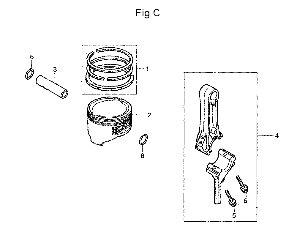 Fig-3 Diagram and Parts List for GC160 Type WKT2 Honda Engine
