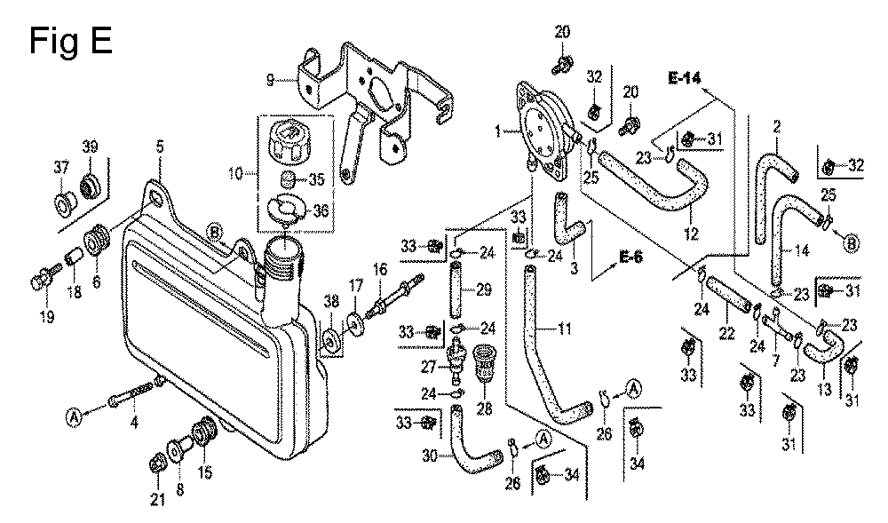 Fig-5 Diagram and Parts List for GC160A Type QFC Honda Engine