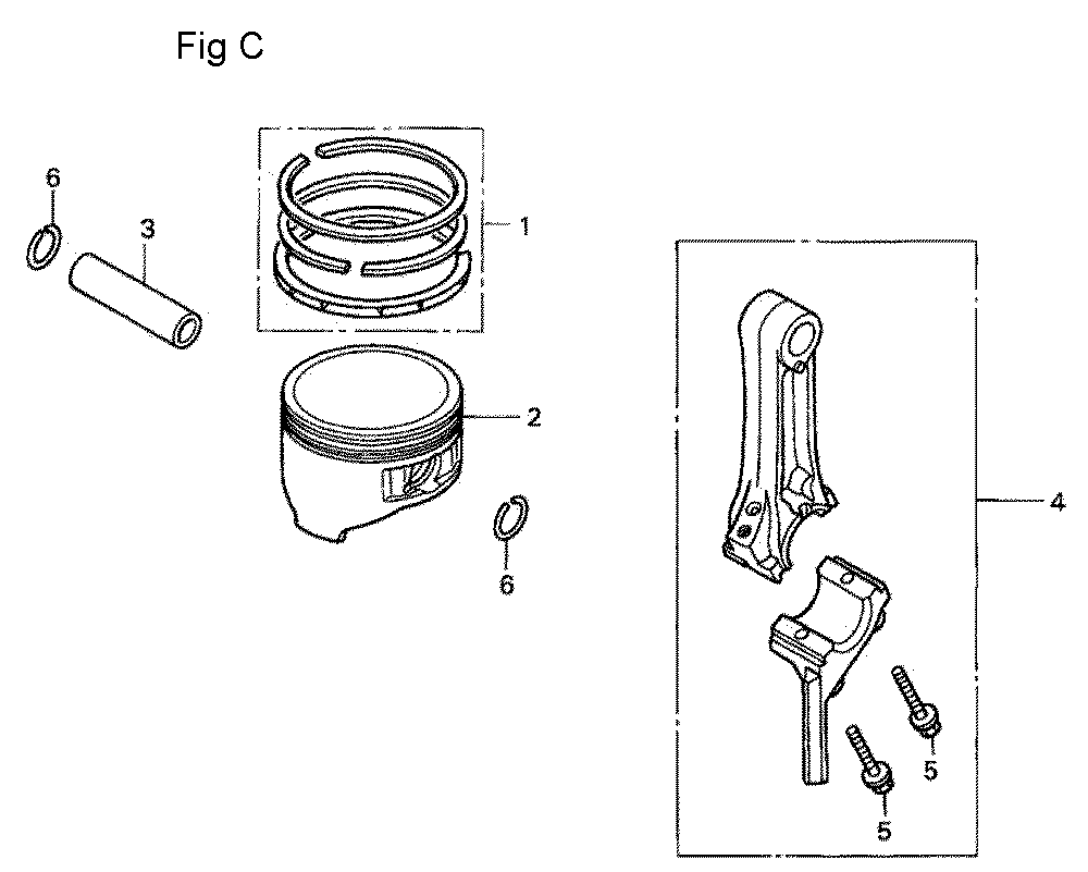 Fig-3 Diagram and Parts List for GC190A Type QEA2 Honda Engine