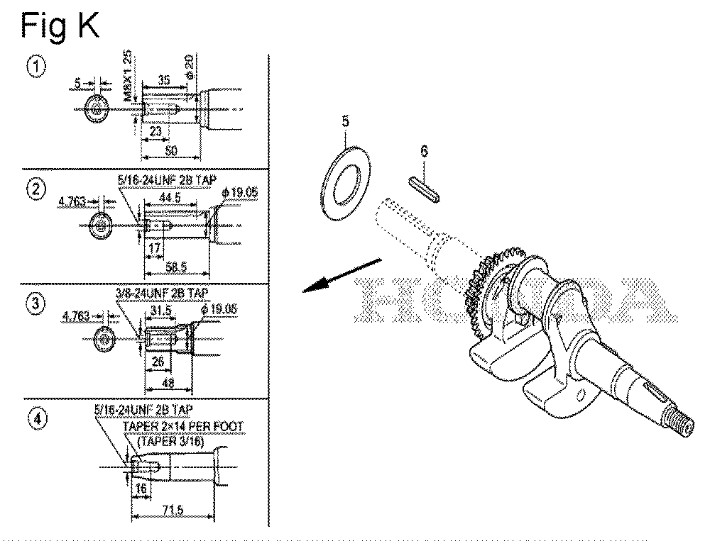 Fig-11 Diagram and Parts List for GS190A Type QBU Honda Engine