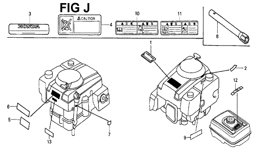 Fig-1 Diagram and Parts List for GXV340K2 Type DX3 Honda Engine