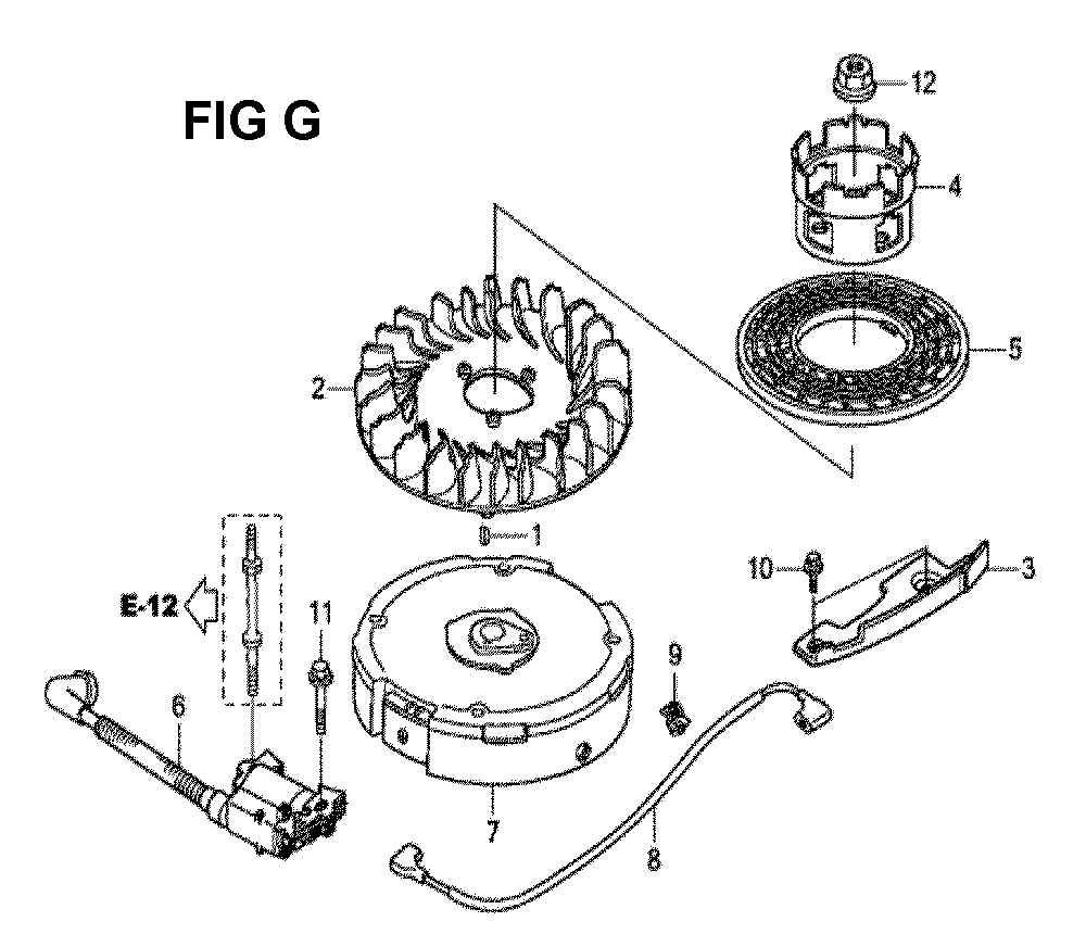 Fig-7 Diagram and Parts List for GCV190LA Type N5B Honda Engine
