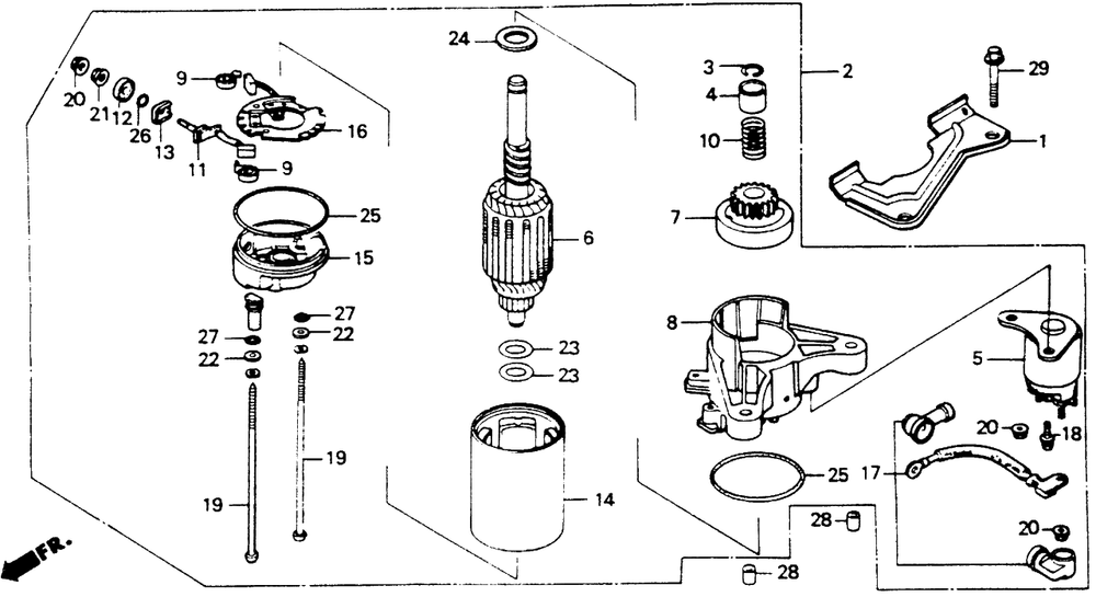 Starter Motor Diagram and Parts List for HT-R3009K1 (Type  SA)(MA1T-5100001 - 9999999) Honda Lawn Mower