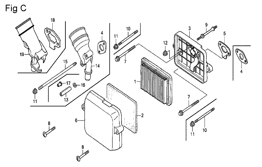 Fig-3 Diagram and Parts List for GX100U Type KRB4 Honda Engine