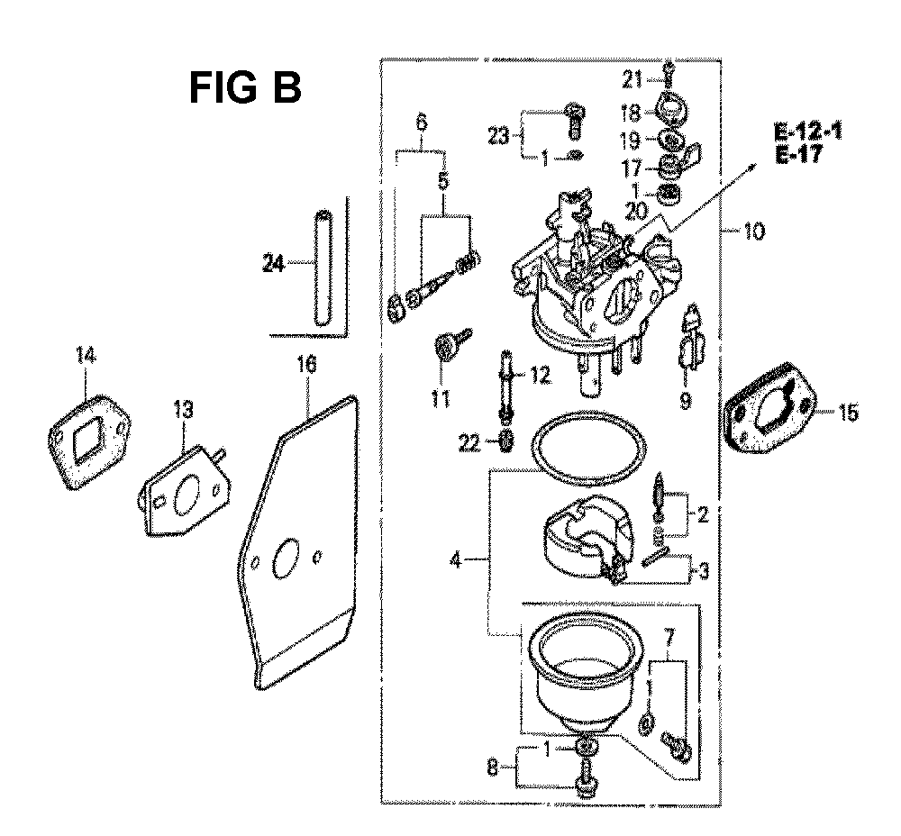 Fig-1 Diagram and Parts List for GXV160K1 Type A1SA Honda Engine
