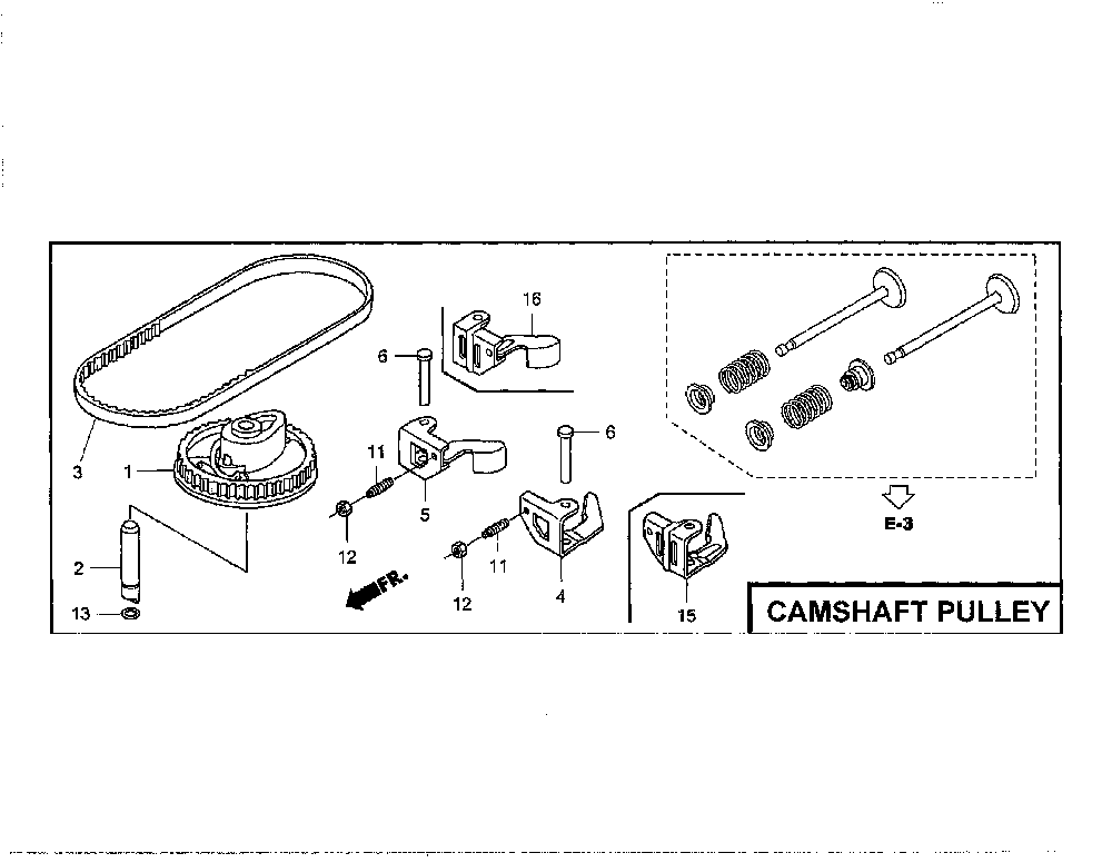 Camshaft pulley Diagram and Parts List for GCV160-LAOS3A  Honda Engine