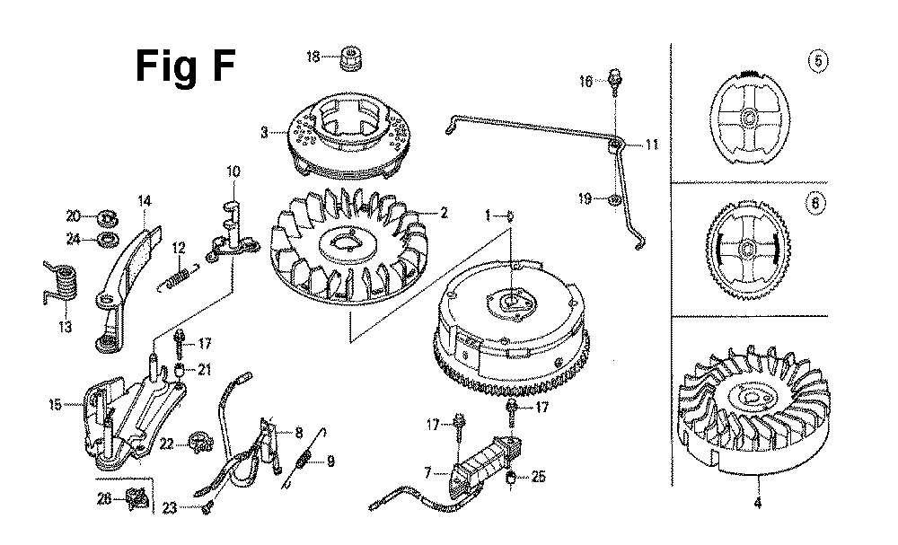 Fig-6 Diagram and Parts List for GXV120 Type N2C1 Honda Engine