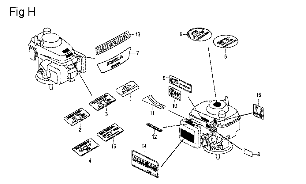 Fig-8 Diagram and Parts List for GCV135 Type A2R Honda Engine