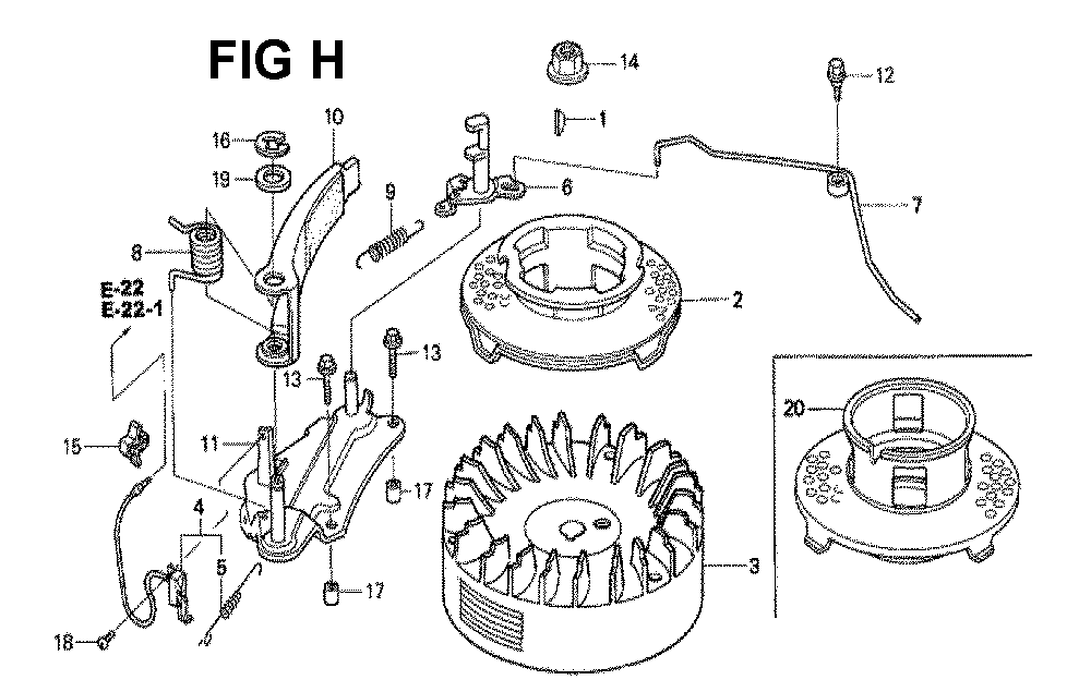 Fig-7 Diagram and Parts List for GXV160H2 Type C14 Honda Engine